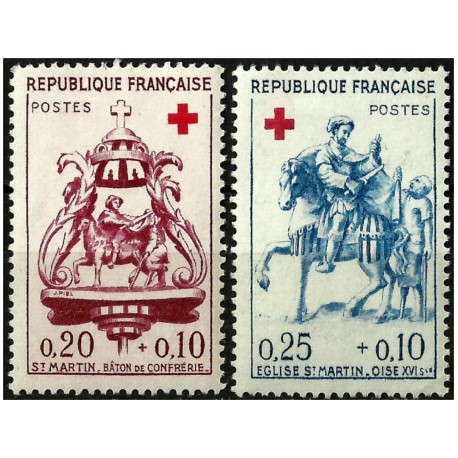 (B347-B348) Francia. 1960. Serie Completa. Cruz Roja (Nuevo)
