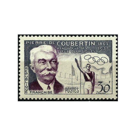 (817) Francia. 1956. 30 Francs. Coubertin (Nuevo)