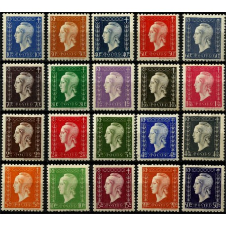 (505 a 523A) Francia. 1944-45. Serie Completa. Marianne (Nuevo)