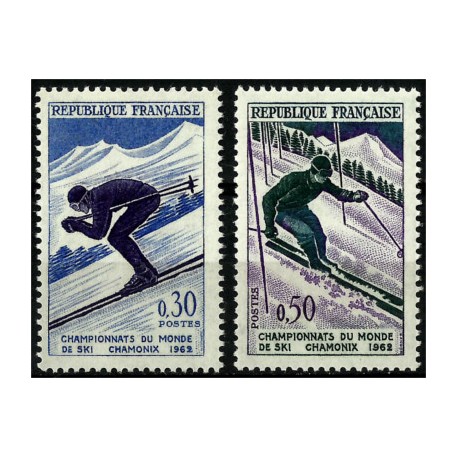 (1019-1020) Francia. 1962. Serie Completa. Campeonato Mundial Ski (Nuevo)