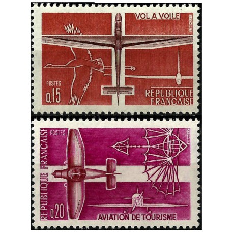 (1034-1035) Francia. 1962. Serie Completa. Aviación Deportiva (Nuevo)