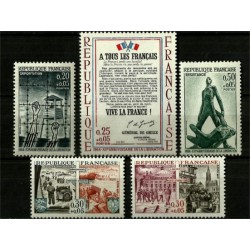 (B377 a B381) Francia. 1964. Serie Completa. 20 Aniv. Liberación (Nuevo)