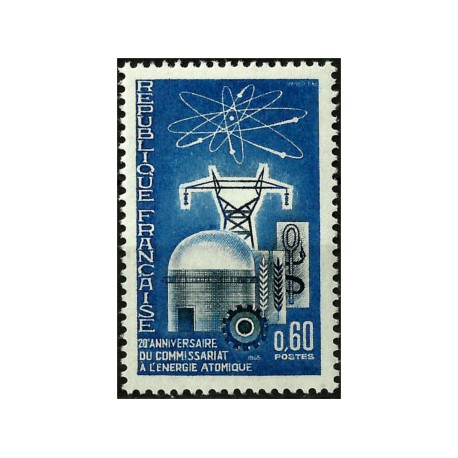 (1135) Francia. 1965. 0,60 Francs. 20 Aniv. Comisión Energia Atómica (Nuevo)
