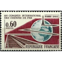(1161) Francia. 1966. 0,60 Francs. 19th Congreso Ferrocarril (Nuevo)