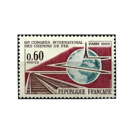 (1161) Francia. 1966. 0,60 Francs. 19th Congreso Ferrocarril (Nuevo)