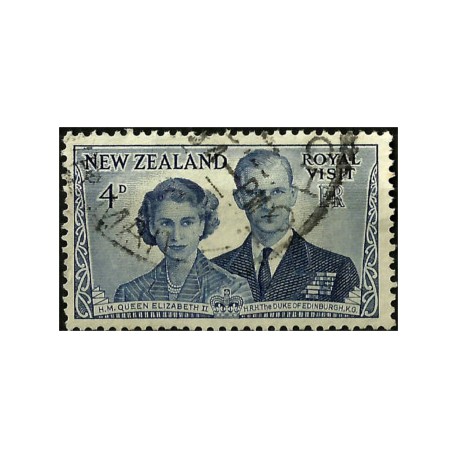 (287) Nueva Zelanda. 1953. 4 Penny. Visita Royal (Usado)