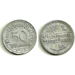 (27) Imperio Alemán (Weimar). 1922(A). 50 Pfennig (MBC+)