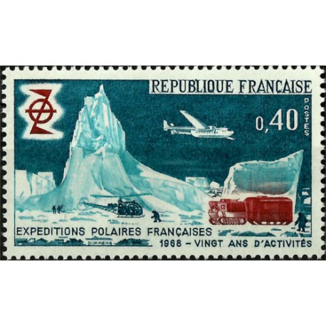 (1224) Francia. 1968. 0,40 Francs. Expediciones Polares (Nuevo)