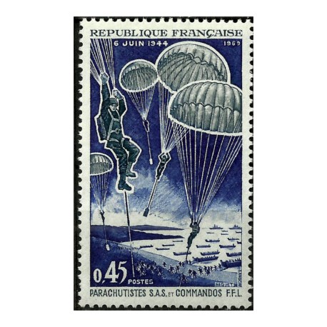 (1250) Francia. 1969. 0,45 Francs. Paracaidistas (Nuevo)