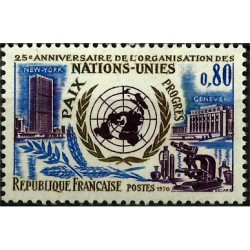 (1289) Francia. 1970. 0,80 Francs. 25 Aniv. ONU (Nuevo)