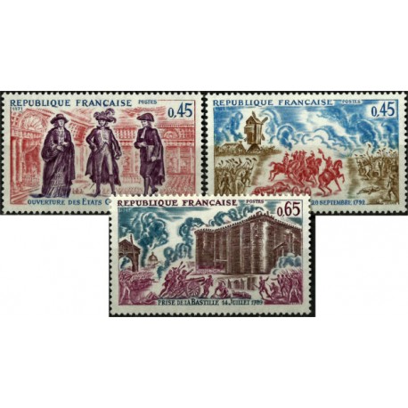 (1305 a 1307) Francia. 1971. Serie Completa. Historia de Francia (Nuevo)