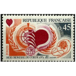 (1333) Francia. 1972. 0,45 Francs. Mois Mondiale du CCEUR (Nuevo)