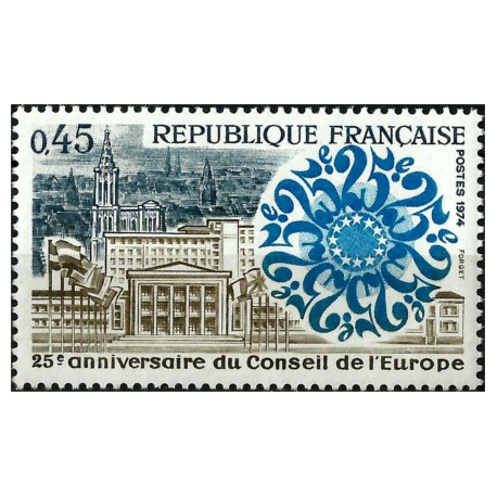 (1402) Francia. 1974. 0,45 Francs. 25 Aniv. Consejo de Europa (Nuevo)