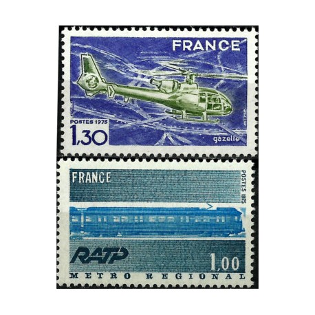 (1436-1437) Francia. 1975. Serie Completa. Metro & Helicoptero (Nuevo)