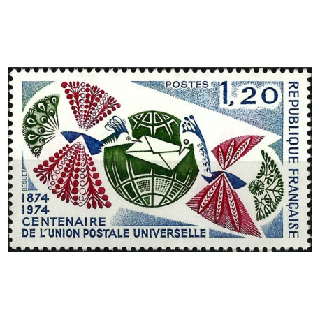 (1415) Francia. 1974. 1,20 Francs. Centenario de la Unión Postal Universal (Nuevo)