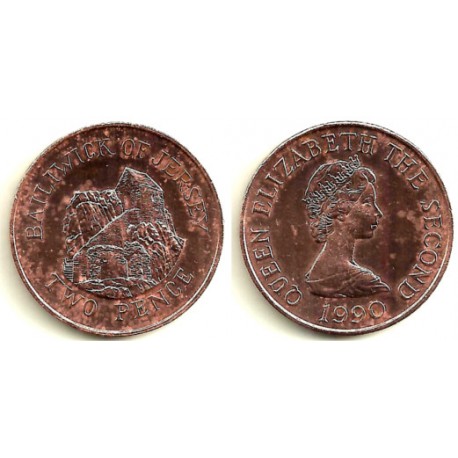 (55) Jersey. 1990. 2 Pence (EBC)