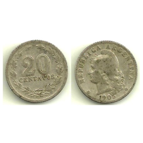 (36) Argentina. 1905. 20 Centavos (MBC)