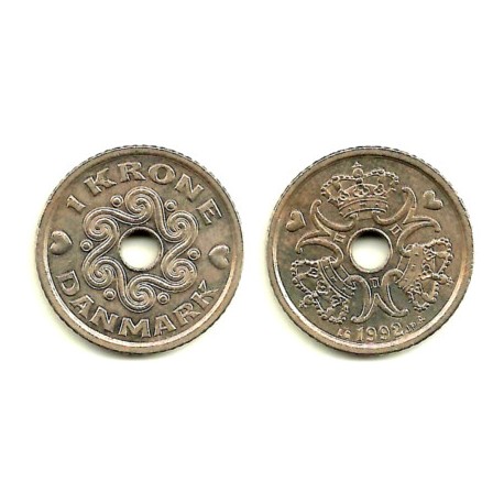(873.1) Dinamarca. 1992. 1 Krone (EBC)