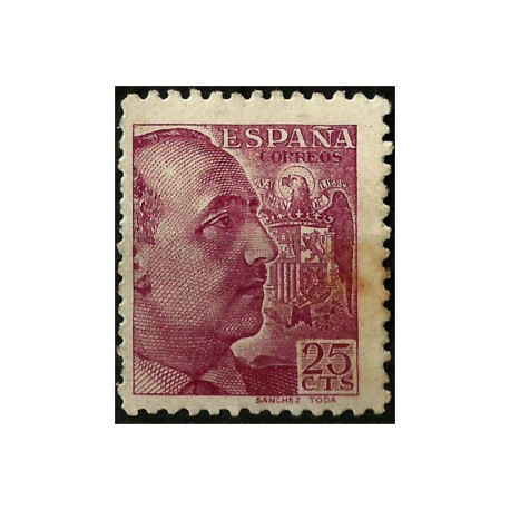 (868) 1939. 25 Céntimos. General Franco (Nuevo, con marcas de fijasellos)