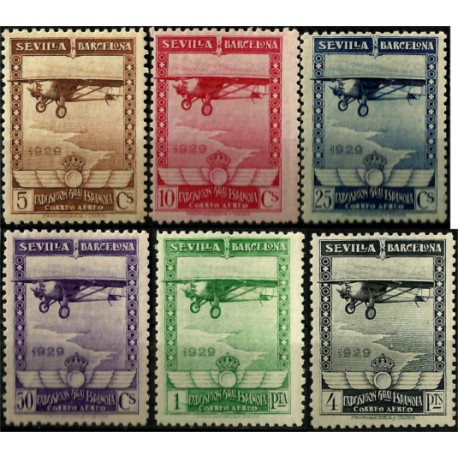 (448 a 453) 1929. Serie Completa. Pro Exposiciones de Sevilla y Barcelona (Nuevo)