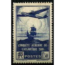 (C16) Francia. 1936. 1,50 Francs. Conquista Aérea Atlántico Sur (Nuevo, con marcas de fijasellos)