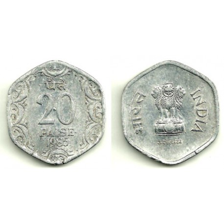 (44) India. 1985. 20 Paise (MBC)