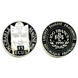 (989) Francia. 1990. 15 Ecus (Proof) (Plata)