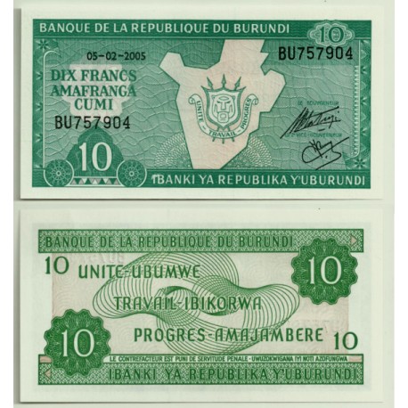 (33e) Burundi. 2005. 10 Francs (SC)