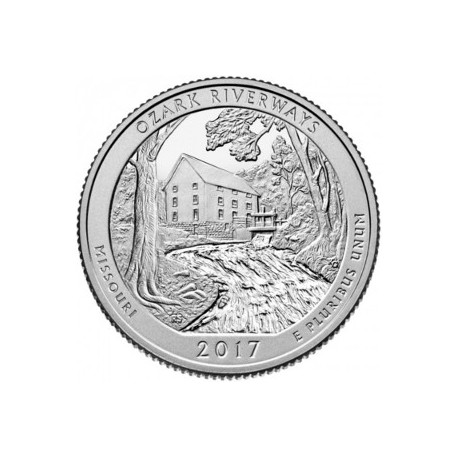 Estados Unidos de América. 2017(D). Quarter Dollar (SC) Ozark Riverways