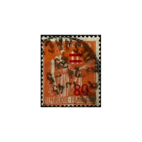 (333) Francia. 1937. 80 Centimes. Con Sobrecarga (Usado)