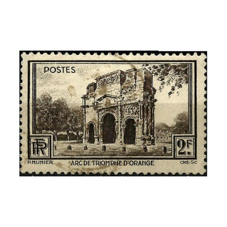 (342) Francia. 1938. 2 Francs. Arc de Triomphe d'Orange (Usado)