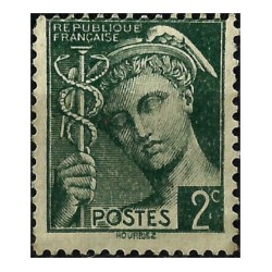 (354) Francia. 1938-42. 2 Centime. Mercurio (Usado)