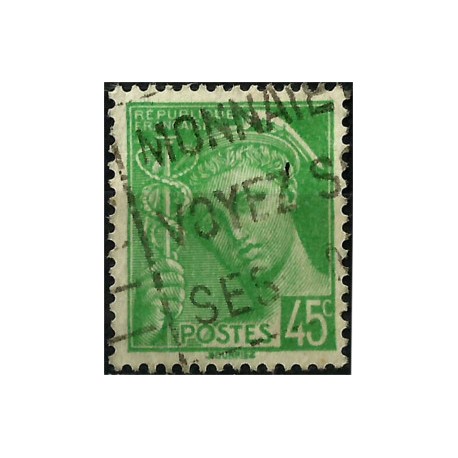 (363) Francia. 1938-42. 45 Centimes. Mercurio (Usado)
