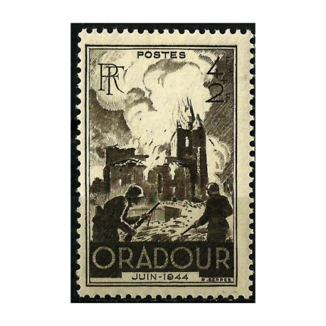 (B195) Francia. 1945. 4 + 2 Francs. Oradour (Nuevo)