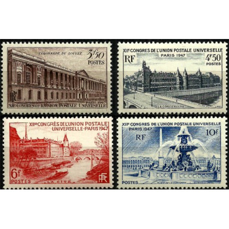 (581 a 584) Francia. 1947. Serie Completa. XIIe Congres UPU (Nuevo)