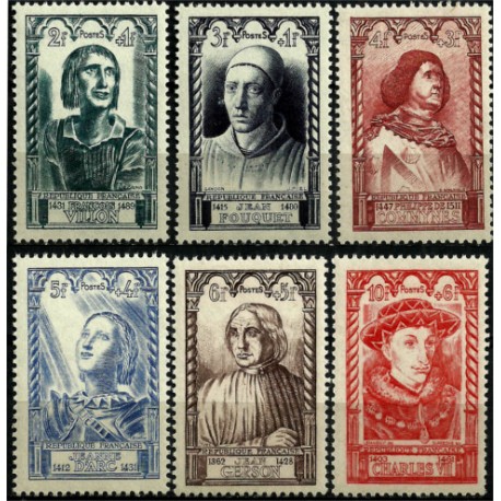 (B207 a B212) Francia. 1946. Serie Completa. Personajes (Nuevo)