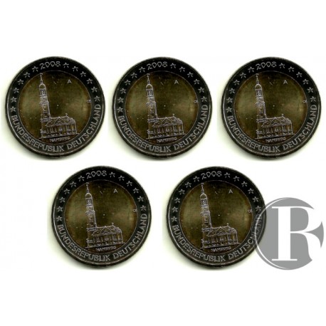 Alemania. 2008(ADFGJ). 2 Euro (SC) Hamburg