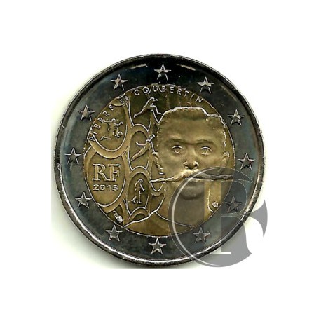 Francia. 2013. 2 Euro (SC) Pierre Coubertin