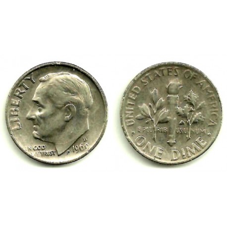 (195a) Estados Unidos de América. 1969(D). 1 Dime (MBC)