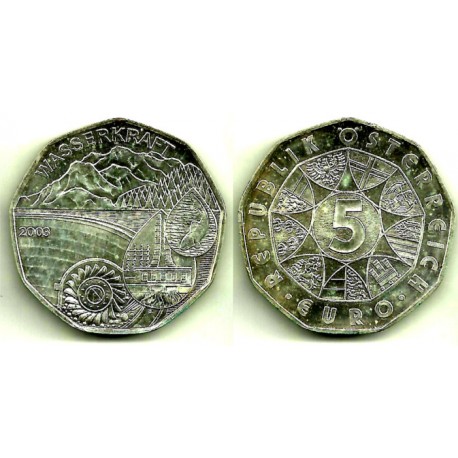 Austria. 2003. 5 Euro (SC) (Plata) Wasserkraft