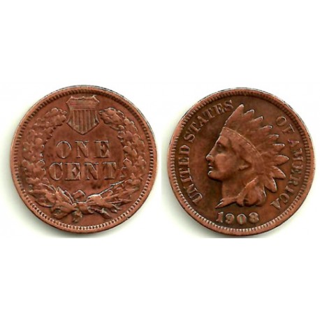 (90a) Estados Unidos de América. 1908. 1 Cent (MBC-)