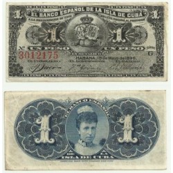 Billete de 1 Peso de 1896 (MBC).