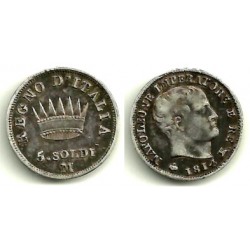 (C5.1) Italia. 1814M. 5 Solid (MBC) (Plata)