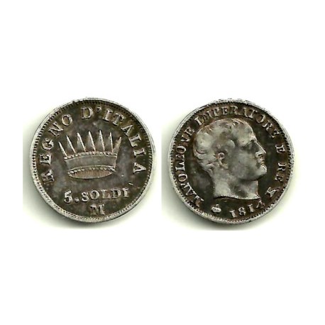 (C5.1) Italia. 1814M. 5 Solid (MBC) (Plata)