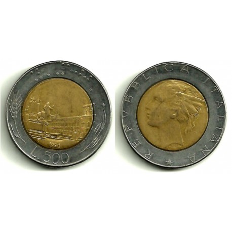 (111) Italia. 1991(R). 500 Lira (MBC)