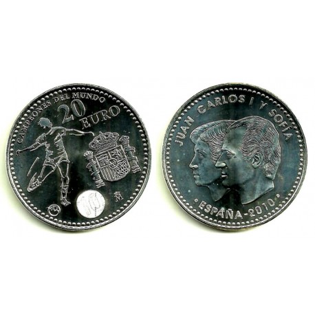 España. 2010. 20 Euro (SC) (Plata) Campeones del Mundo de Fútbol