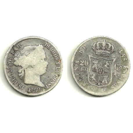 [1868] 20 Centavos de Peso (BC) Ceca de Filipinas