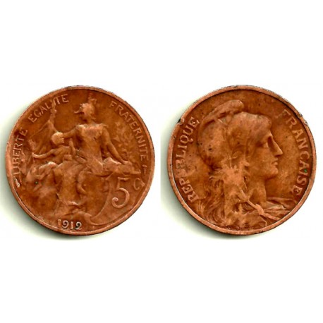 (842) Francia. 1912. 5 Centimes (BC+)
