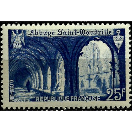(623) Francia. 1949. 25 Francs. Abbaye Saint-Mandrille (Nuevo)
