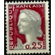 (968) Francia. 1960. 25 Centimes. Marianne (Nuevo, con marcas de fijasellos)